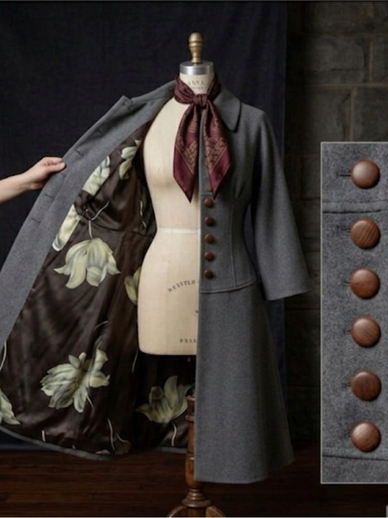 Anya Ponorovskaya Nyc Wool Corset Coat Grey Silk Lined Mid-Length Size 8